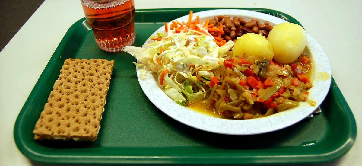 school meal on tray